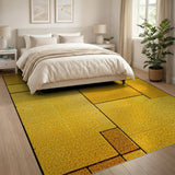 Golden Yellow Geometric Block Area Rug