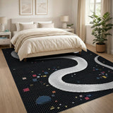 Pixelated Cosmic Kissing Snakes Area Rug