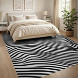 Bold Wavy Zebra Stripe Black White Area Rug