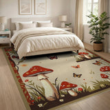Whimsical Mushroom Meadow Area Rug with Butterflies