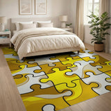 Yellow Puzzle Fusion Abstract Area Rug