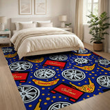 Whimsical Cartoon Film Reels Winged Tigers Rug