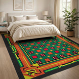 Vibrant Geometric Green Multi-Color Area Rug