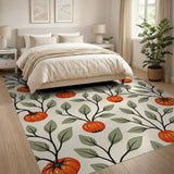 Orange Pumpkin Vine Fruit Pattern Area Rug