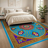 Multi-color and Patterns Teal Persian Medallion Area Rug