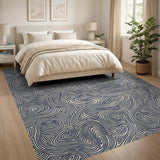 Blue and Teal Navy Wave Abstract Area Rug