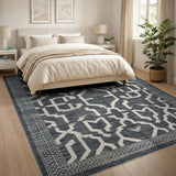 Grey Geometric Trellis Area Rug