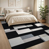 Black White Geometric Modern No. 8 Area Rug