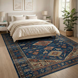 Blue and Teal Navy Persian Medallion Area Rug