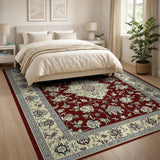 Traditional Persian Red Area Rug with Floral Medallion