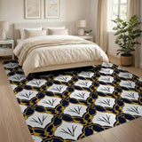 Navy and Gold Geometric Arch Pattern Rug