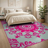 Pink Ornate Pink Mandala Persian Area Rug