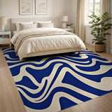 Wavy Navy Abstract Area Rug