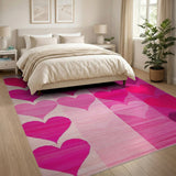 Geometric Modern Pink Hearts Geometric Area Rug
