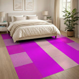 Vibrant Pink Plaid Striped Area Rug