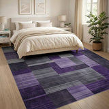 Geometric Modern Purple Purple Grey Geometric Block Area Rug