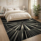 Geometric Modern Black White Geometric Sunburst Area Rug