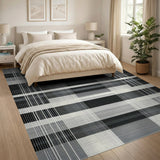 Geometric Modern Bold Black White Plaid Geometric Area Rug