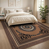 Brown and Tan Ornate Brown Mandala Persian Area Rug