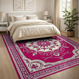 Opulent Pink Persian Medallion Area Rug