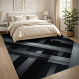 Sleek Geometric Black White Area Rug