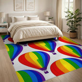 Rainbow Hot Air Balloon Washable Area Rug