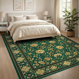 Emerald Green Persian Floral Traditional Persian Area Rug