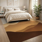 Layered Tan Mountain Peaks Abstract Area Rug