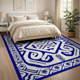 Blue Heritage Tribal Swan Motif Area Rug