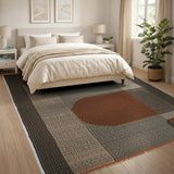 Modern Geometric Orange Grey Area Rug