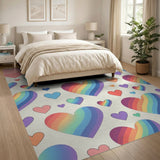 Rainbow Hearts Playful Area Rug