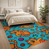 Playful Cartoon Tabby Cats Beach Rug