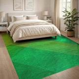 Vibrant Green Geometric Patchwork Area Rug