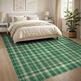 Green Gingham Check Plaid Area Rug
