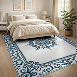 Ornate Blue Mandala Persian Area Rug
