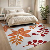 Orange Maple Leaves Red Berries Area Rug