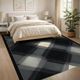 Black and White Black White Diamond Grid Area Rug