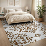 Ornate Brown Floral Vintage Area Rug