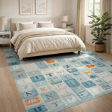 Playful ABC Ocean Creatures Blue Area Rug