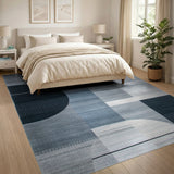 Modern Geometric Navy Grey Area Rug