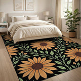 Orange Sunflower Vine Area Rug