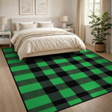 Bold Green Black Plaid Area Rug