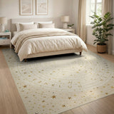 Celestial Golden Alphabet Spiral Area Rug