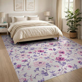 Vintage Pink Peony Floral Pink Area Rug