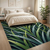 Dewy Green Grass Blades Area Rug