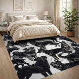 Black German Shepherd Terrier Pattern Area Rug