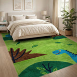 Smiling Blue Dinosaurs Kids Cartoon Rug