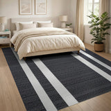 Bold Black White Vertical Stripe No. 2 Area Rug