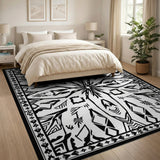 Black White Heritage Tribal Geometric Heritage Tribal Area Rug