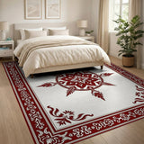Ornate Red Persian Floral Medallion Area Rug